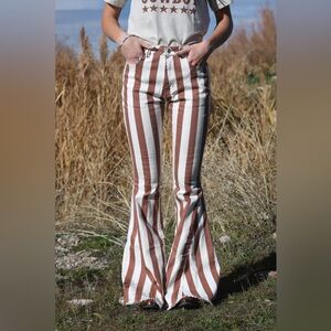 Striped Rust Orange/Brown and White Flares